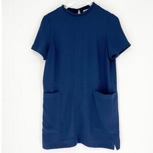 Babe NYC Silk Pocket Front Mini Dress 6 Blue